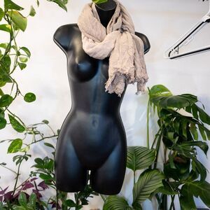 BDG Urban Outfitters Long Beige/Cream Scarf, Fringed